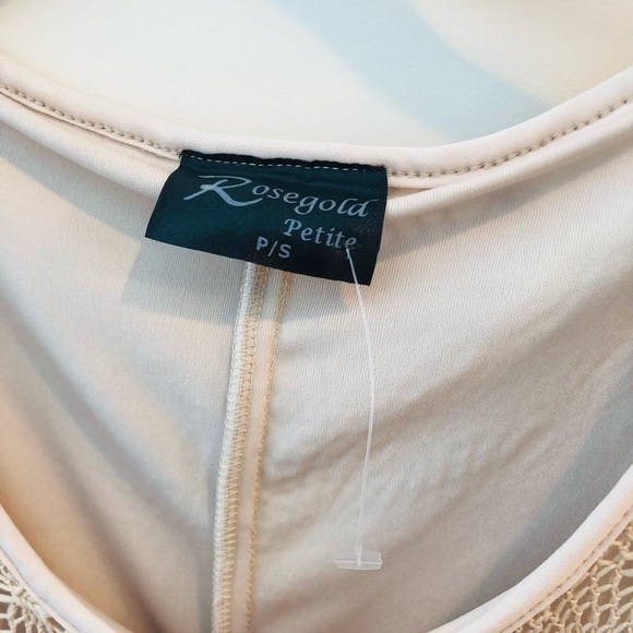 Rosegold Petite Tan Net Lace Overlay Dress - Picture 14 of 14